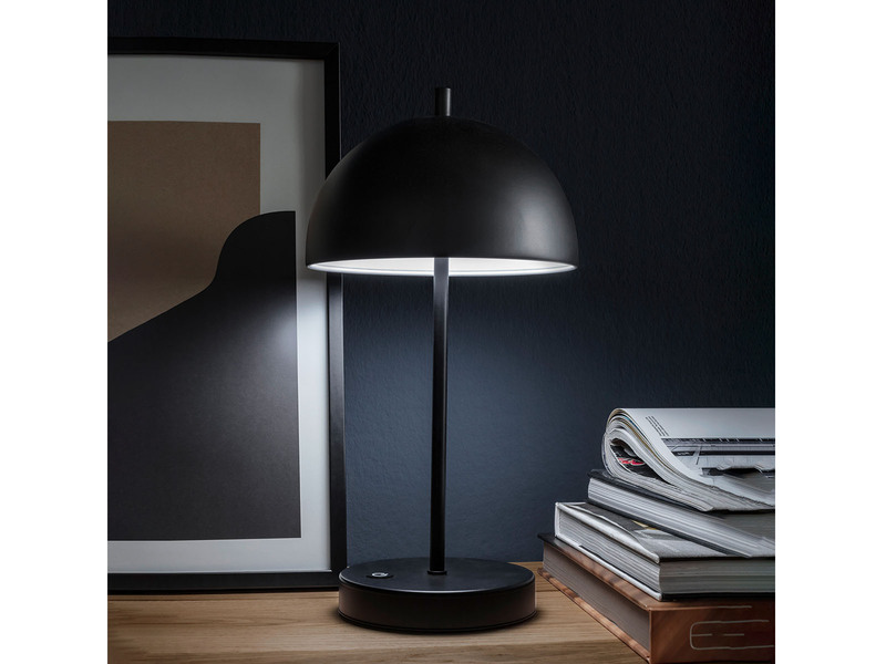 Kabellose Tageslicht Tischlampe KIA Schwarz dimmbar & USB, Höhe 35cm