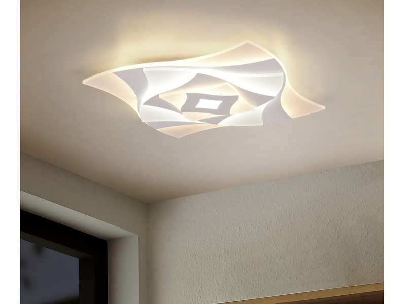 LED Deckenleuchte AKITA extra hell, mit Fernbedienung dimmbar flach 48x48cm