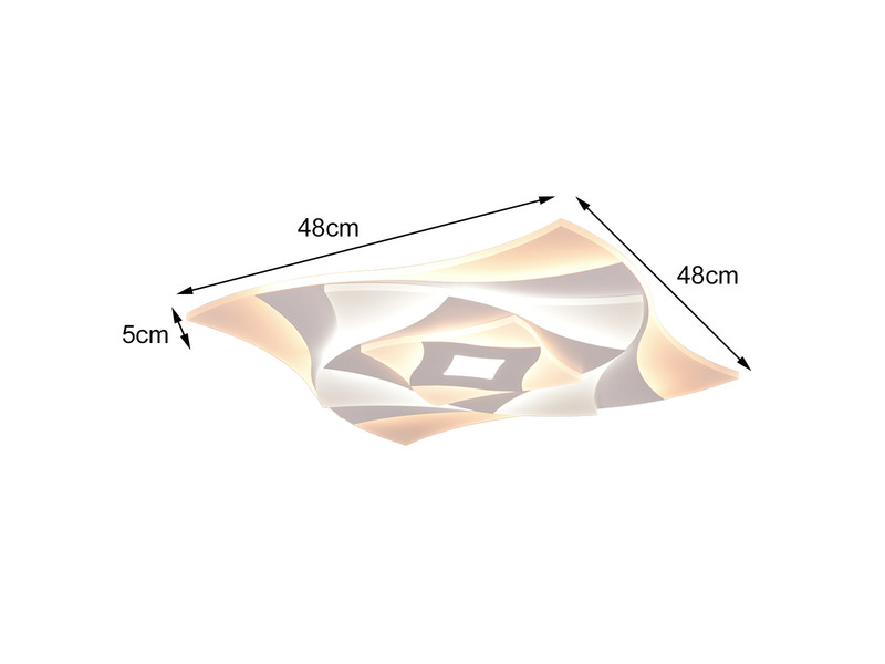 LED Deckenleuchte AKITA flach Weiß mit Fernbedienung dimmbar Quadrat, 48cm