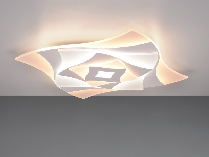 LED Deckenleuchte AKITA flach Weiß mit Fernbedienung dimmbar Quadrat, 48cm