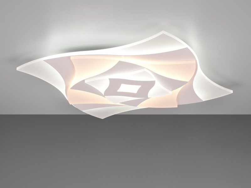 LED Deckenleuchte AKITA flach Weiß mit Fernbedienung dimmbar Quadrat, 48cm