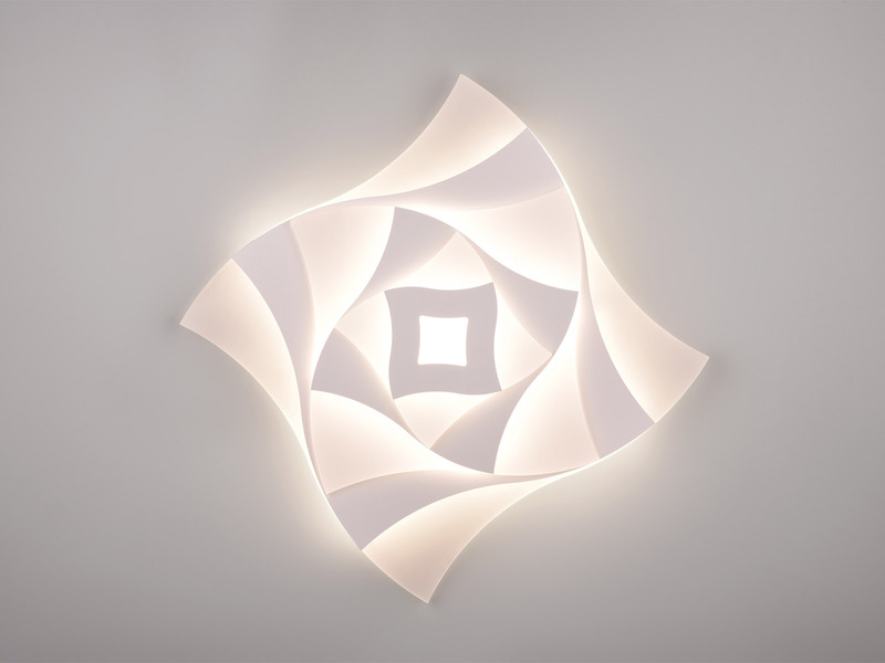 LED Deckenleuchte AKITA flach Weiß mit Fernbedienung dimmbar Quadrat, 48cm