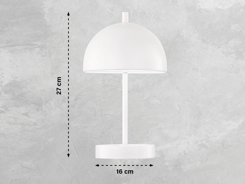 Kabellose Tageslicht Tischlampe KIA Weiß 27cm - dimmbar & USB