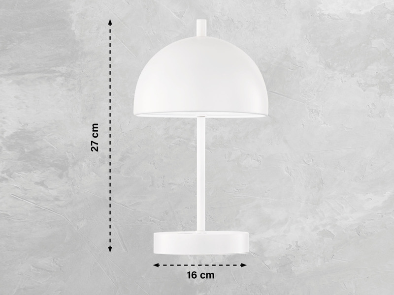 Kabellose Tageslicht Tischlampe KIA Weiß dimmbar & USB, Höhe 27cm