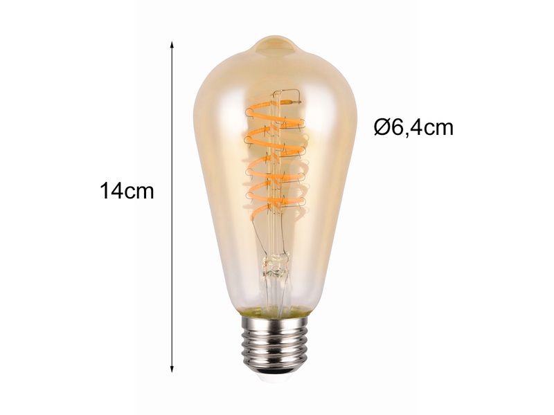 E27 Deko LED - 7 Watt, 500 Lumen, 1800 K warmweiß, Ø6,4cm - 3 Stufen Dimmer