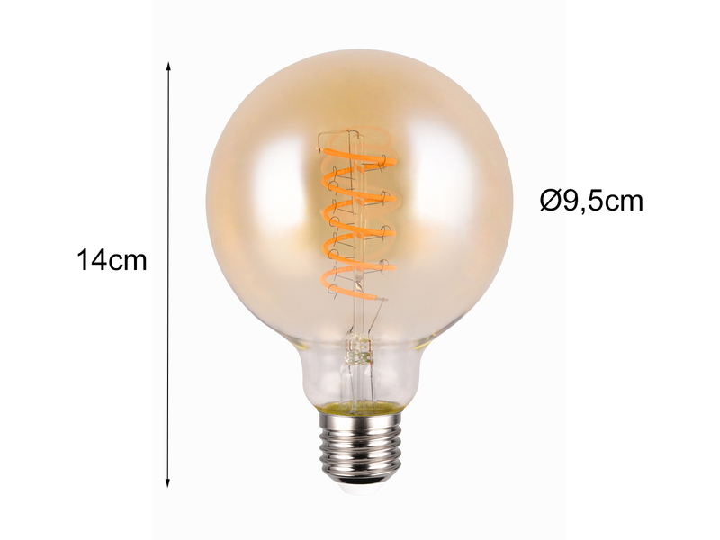 E27 Deko LED - 7 Watt, 400 Lumen, 1800 K warmweiß - Ø9,5cm 3 Stufen Dimmer