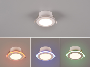 LED Einbaustrahler ARGUS Weiß mit Fernbedienung dimmbar & RGBW, Ø 8cm