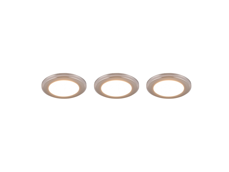 3er SET LED Einbaustrahler ARGUS Chrom mit Fernbedienung dimmbar & RGBW, Ø 8cm