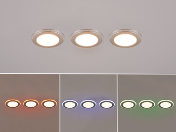 3er Set LED Einbaustrahler ARGUS Fernbedienung Farbwechsel dimmbar Chrom