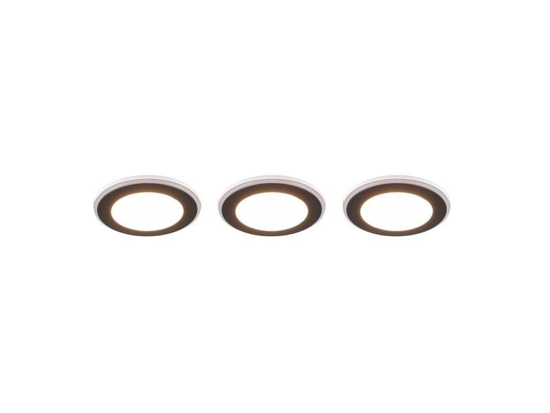 3er SET LED Einbaustrahler ARGUS Schwarz mit Fernbedienung dimmbar & RGBW, Ø 8cm