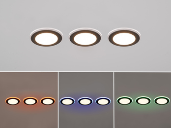 3er Set LED Einbaustrahler ARGUS Fernbedienung Farbwechsel dimmbar Schwarz