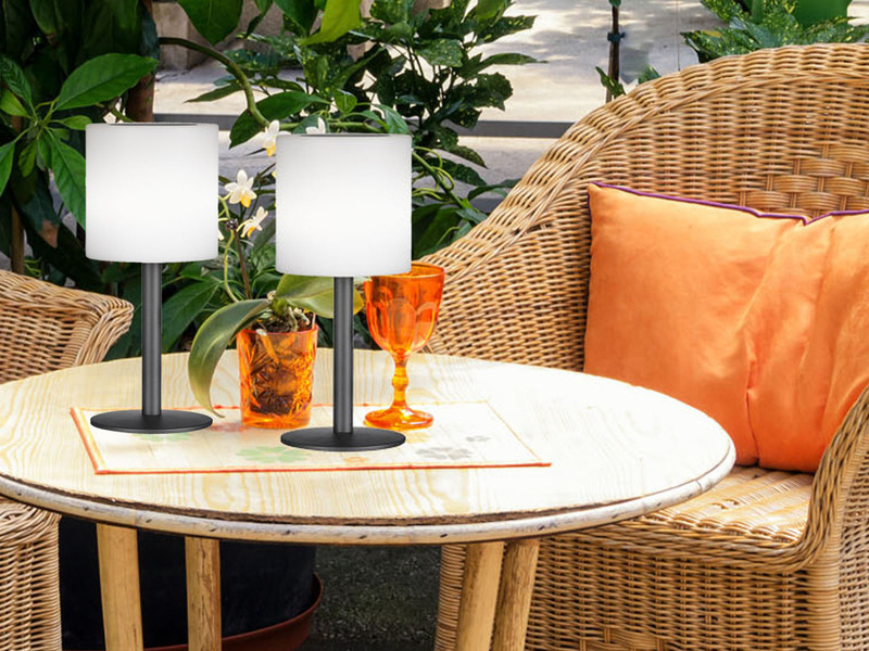 2er SET RGB Tischlampen mit Fernbedienung, per Solar & USB aufladbar, Höhe 30cm