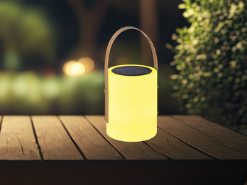 RGB Outdoor Tischleuchte BARI 24cm mit Fernbedienung, per USB & Solar aufladbar