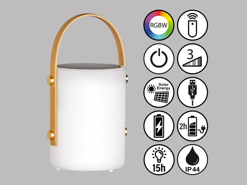 2er SET Outdoor Tischleuchten 24cm mit Fernbedienung & RGB - Solar & USB