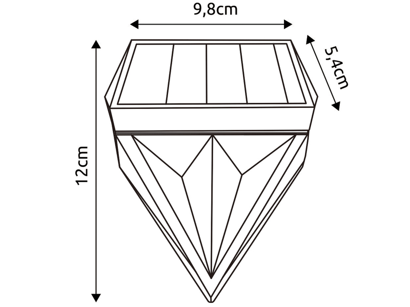 Solarleuchten 2er Set Wandleuchten, Diamant-Design, H.12cm