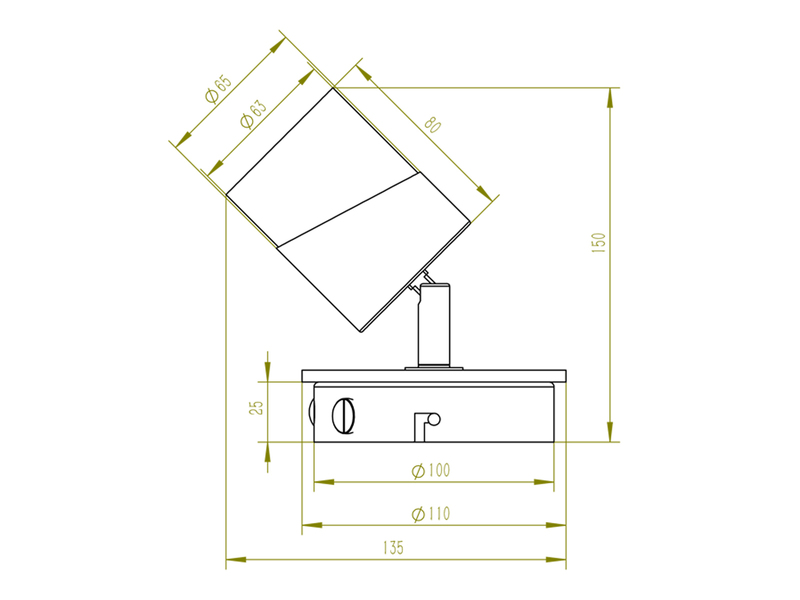 Wandstrahler ARUNI mit Schalter Naturholz & Metall Schwarz, Breite 11cm
