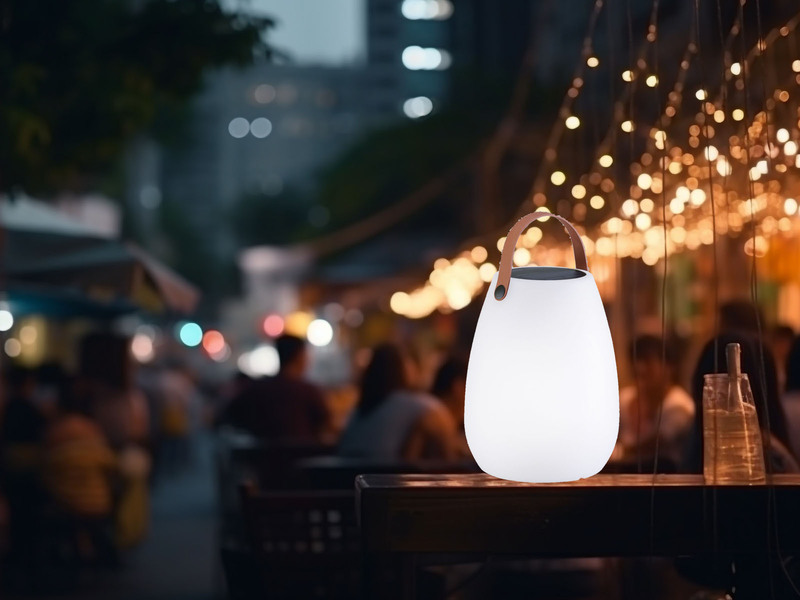 Outdoor RGB Solar Tischleuchte RUBY 30cm mit Fernbedienung, per USB aufladbar