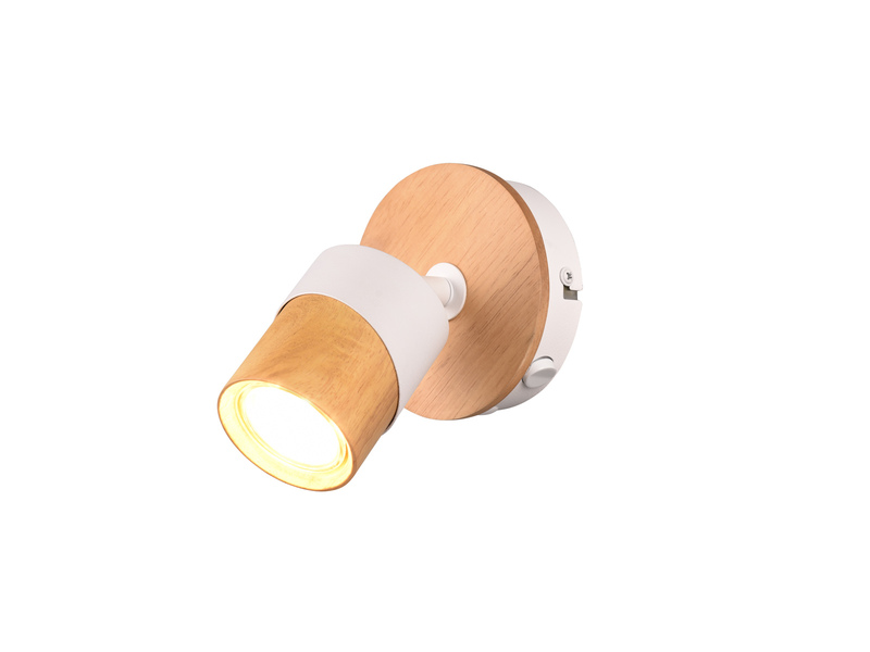 LED Wandstrahler Naturholz & Metall Weiß, Breite 11cm