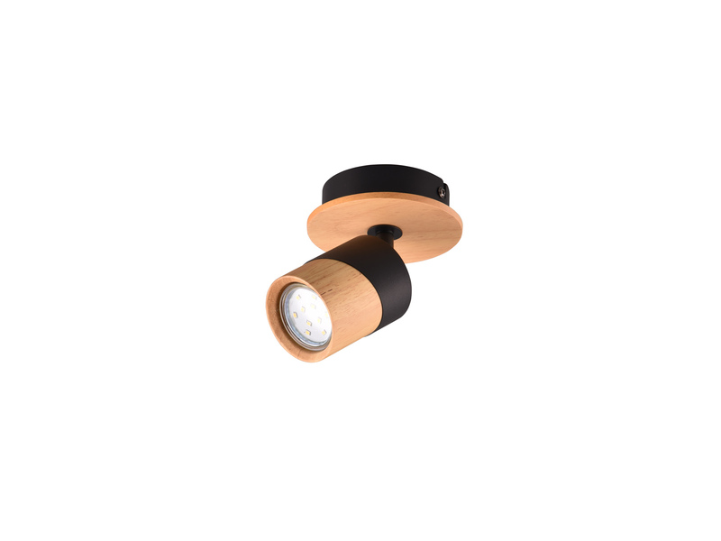 LED Wandstrahler Naturholz & Metall Schwarz, Breite 11cm