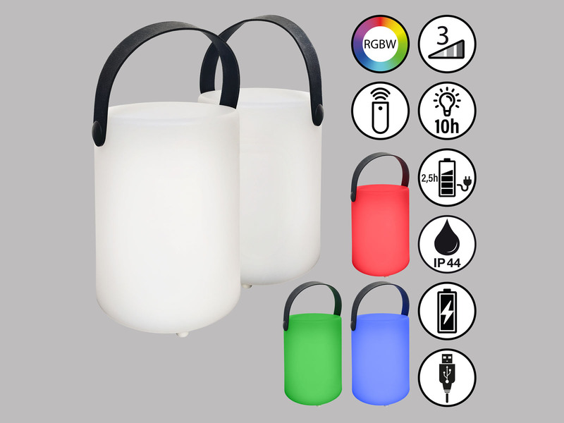 2er SET Outdoor Tischlampen CIRO mit Fernbedienung & RGB, Höhe 15cm