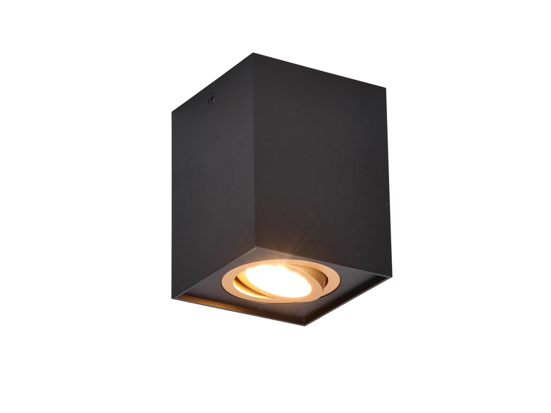 Deckenstrahler BISCUIT eckig Schwarz Gold, Breite 9,6cm