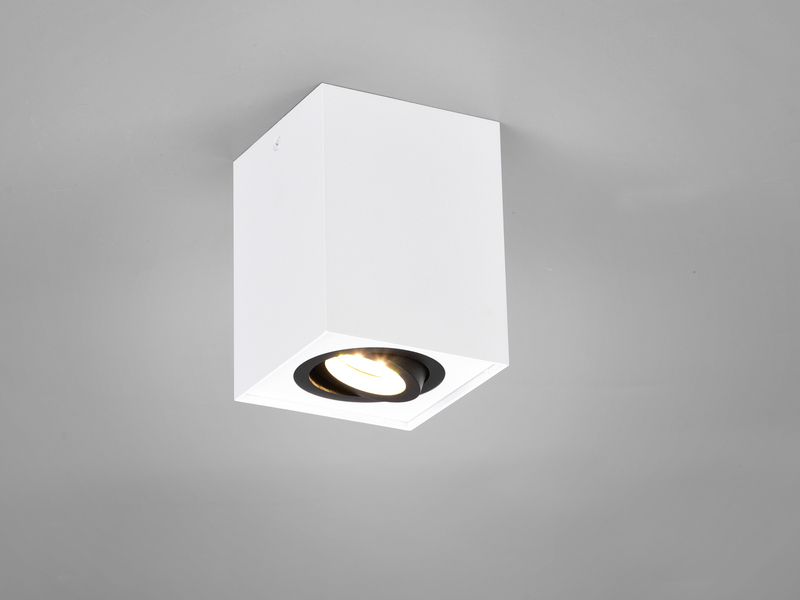 LED Deckenstrahler eckig Weiß-Schwarz, Breite 9,6cm