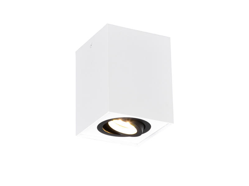 LED Deckenstrahler eckig Weiß-Schwarz, Breite 9,6cm