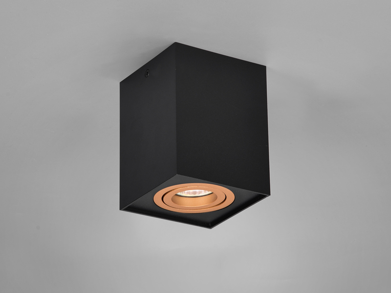 LED Deckenstrahler eckig Schwarz Gold, Breite 9,6cm