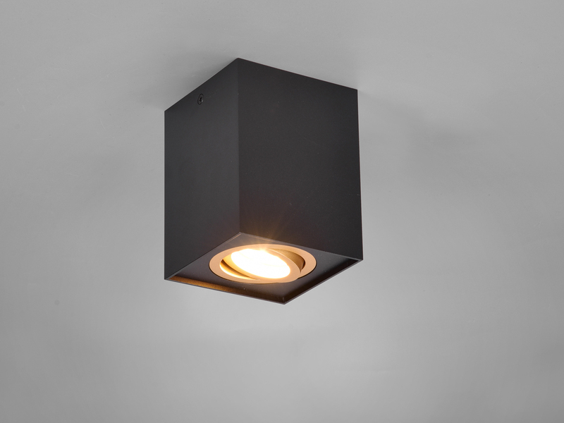 LED Deckenstrahler eckig Schwarz Gold, Breite 9,6cm