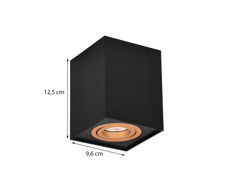 LED Deckenstrahler eckig Schwarz Gold, Breite 9,6cm