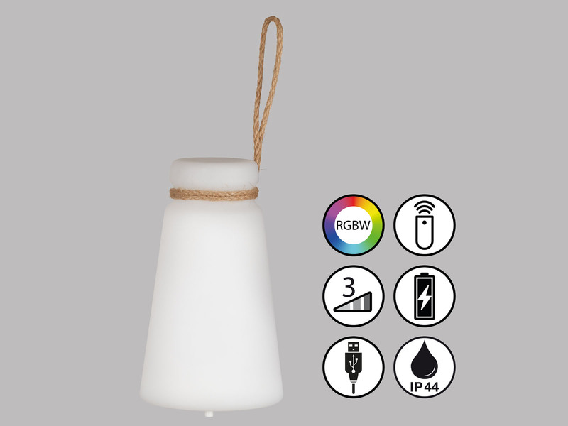 Outdoor Akku Tischleuchte BRUNO mit Fernbedienung dimmbar & RGB, Höhe 20cm