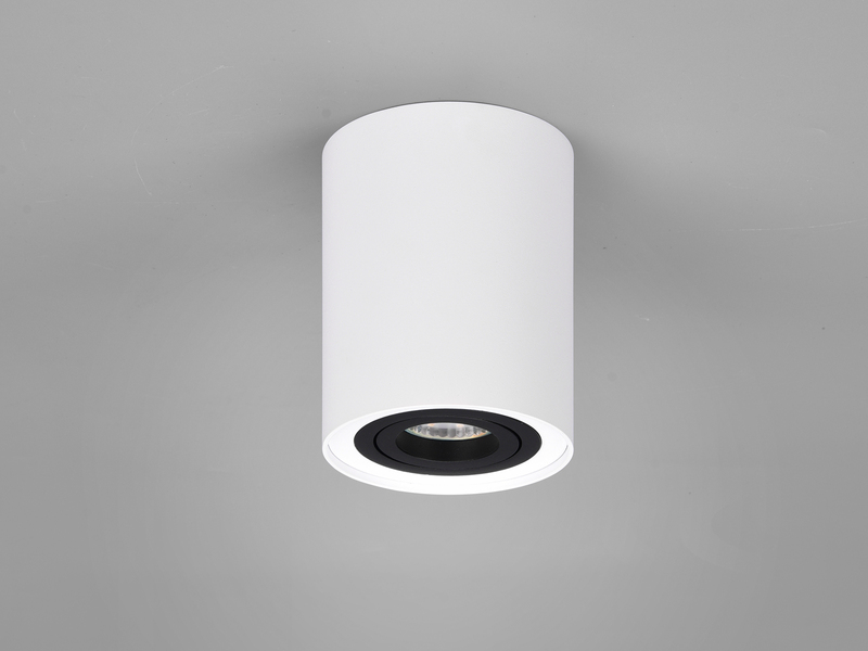 LED Deckenstrahler Weiß-Schwarz mit schwenkbarem Spot, Ø 9,6cm