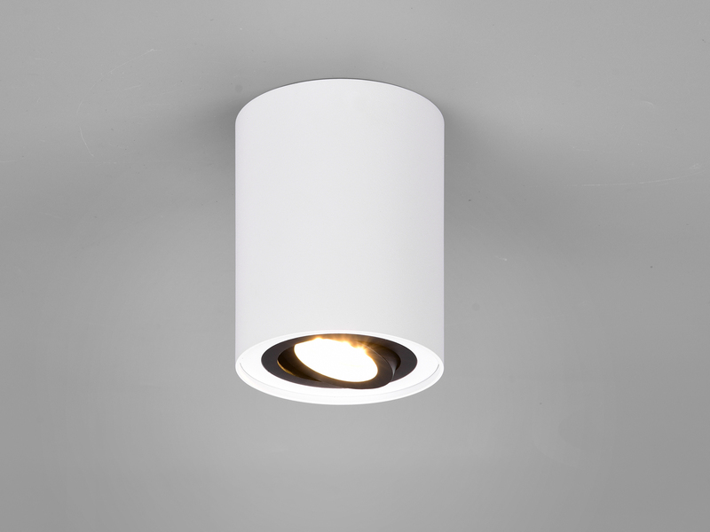 LED Deckenstrahler Weiß-Schwarz mit schwenkbarem Spot, Ø 9,6cm