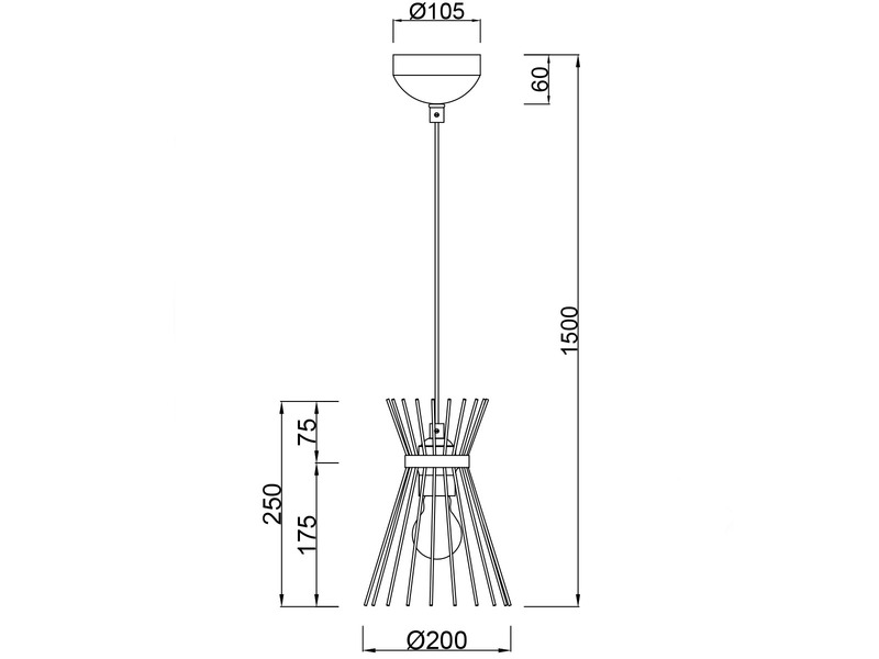 Ausgefallene Pendelleuchte ROD, Draht Lampenschirm Schwarz-Gold Ø 20cm