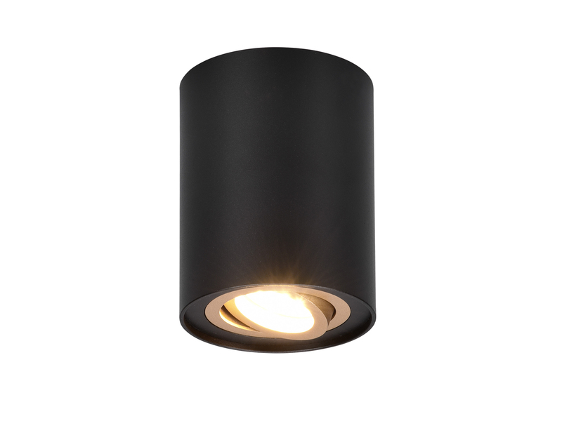 LED Deckenstrahler Schwarz-Gold mit schwenkbarem Spot, Ø 9,6cm