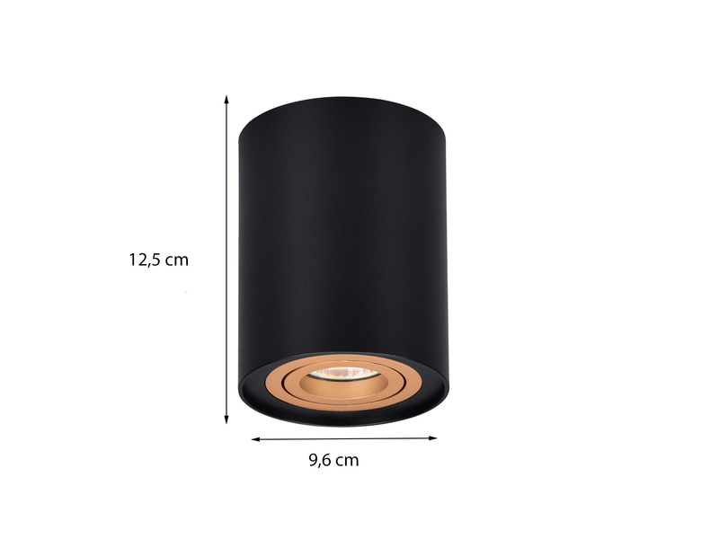 LED Deckenstrahler Schwarz-Gold mit schwenkbarem Spot, Ø 9,6cm