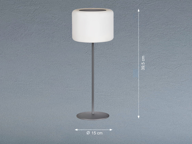 RGB Tischlampe PINO 39,5cm dimmbar mit Fernbedienung, per USB & Solar aufladbar