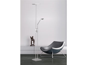 LED Deckenfluter dimmbar mit Leselicht, getrennt schaltbar, Silber 185cm
