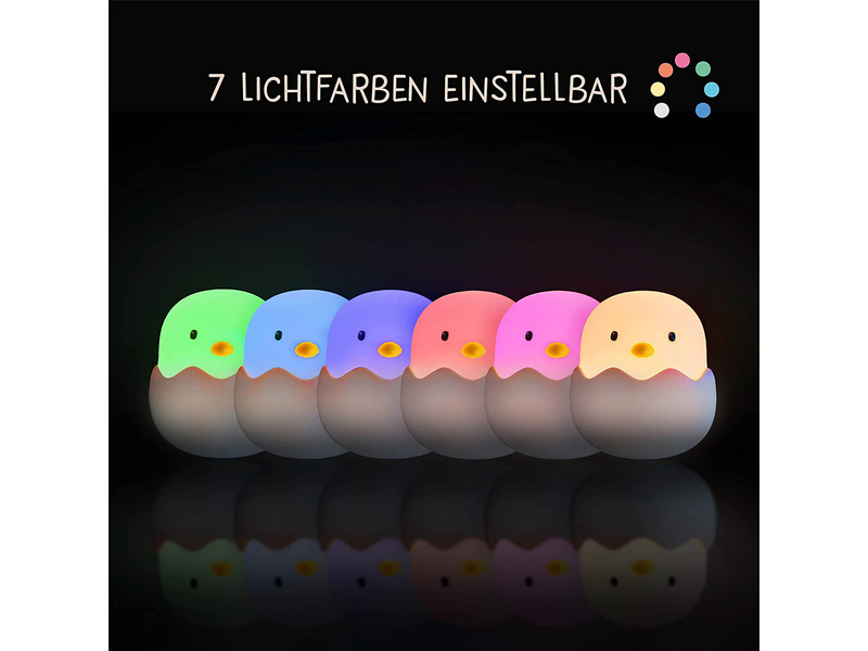 LED Nachtlicht EGGY EGG, per USB aufladbar, dimmbar, 7 Lichtfarben - Höhe 12cm
