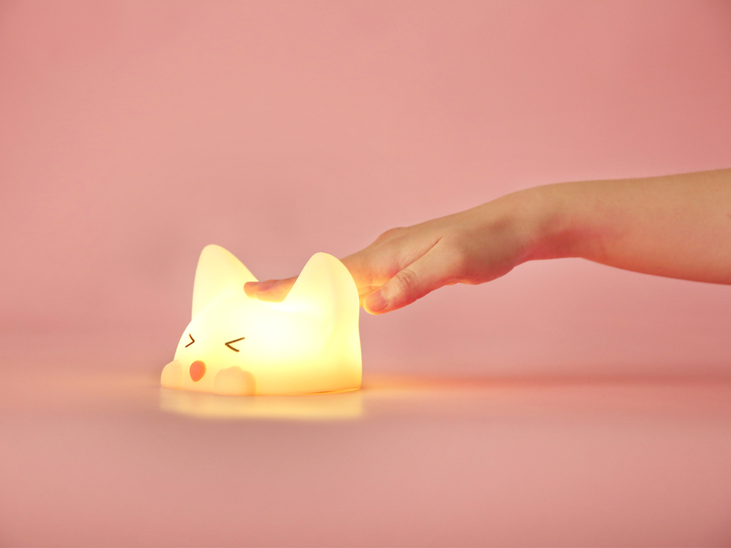 Nachtlicht CATTY CAT, per USB aufladbar, dimmbar, 7 Lichtfarben, mit Soundeffekt