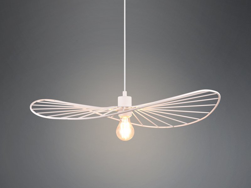 Ausgefallene Pendelleuchte CHAPEAU, Lampenschirm Weißer Draht, Ø 60cm