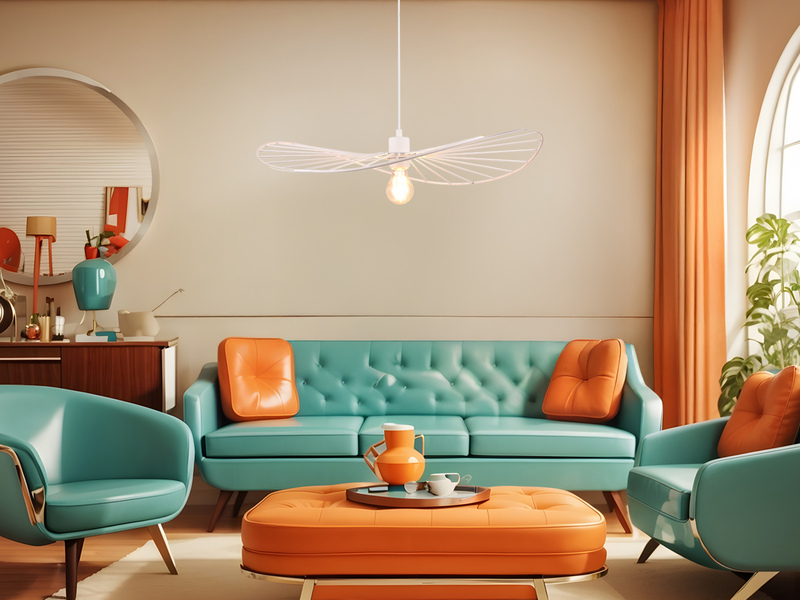 Ausgefallene Pendelleuchte CHAPEAU, Lampenschirm Weißer Draht, Ø 60cm