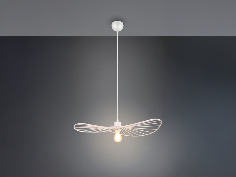 Ausgefallene Pendelleuchte CHAPEAU, Lampenschirm Weißer Draht, Ø 60cm