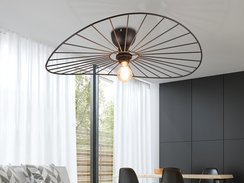 Ausgefallene Deckenleuchte CHAPEAU Lampenschirm Schwarzer Draht, Ø 60cm