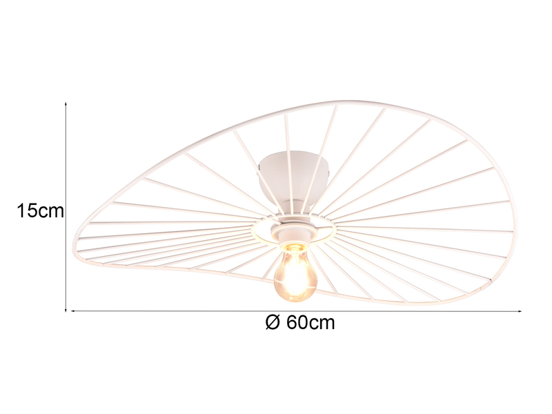 Ausgefallene LED Deckenleuchte Lampenschirm Weißer Draht, Ø 60cm