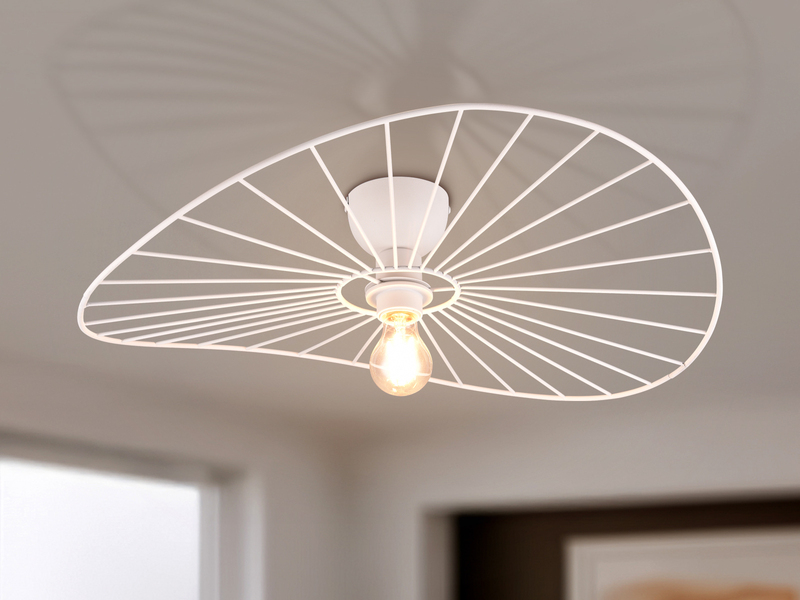 Ausgefallene LED Deckenleuchte Lampenschirm Weißer Draht, Ø 60cm