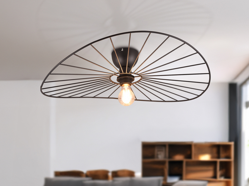 Ausgefallene LED Deckenleuchte Lampenschirm Schwarzer Draht, Ø 60cm