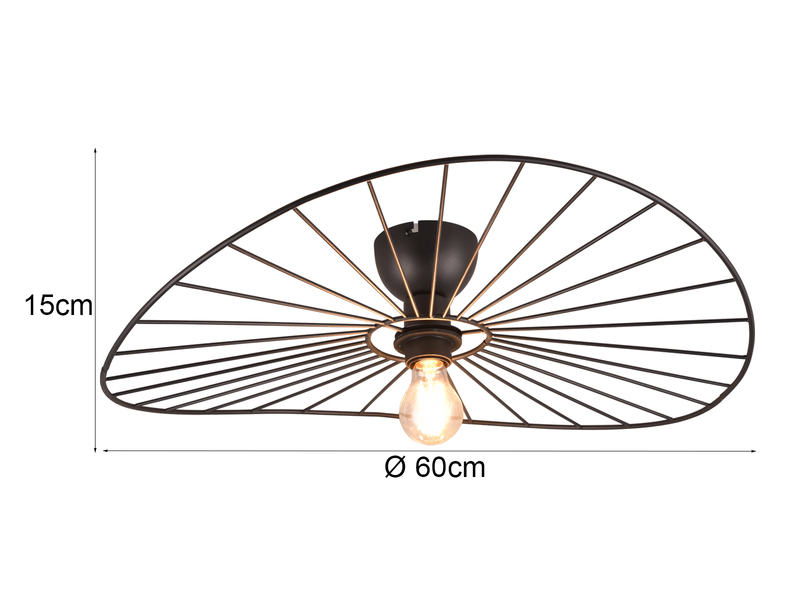 Ausgefallene LED Deckenleuchte Lampenschirm Schwarzer Draht, Ø 60cm