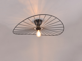 Ausgefallene LED Deckenleuchte Lampenschirm Schwarzer Draht Ø 60cm