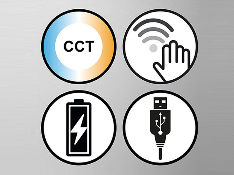 Kabellose Akku Tischleuchte RIVA Schwarz / Opalglas dimmbar, Höhe 34,5cm